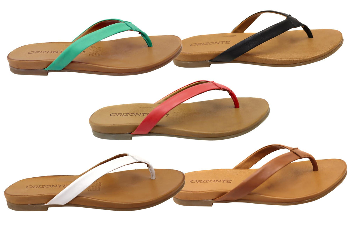 Orizonte Ellaease Womens Comfortable European Leather Thongs Sandals