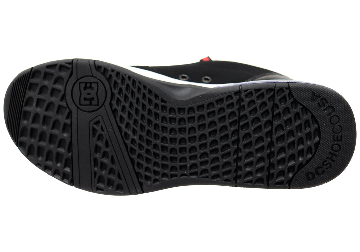 DC Shoes Mens Comfortable Leather Versatile Shoes Black Black Red