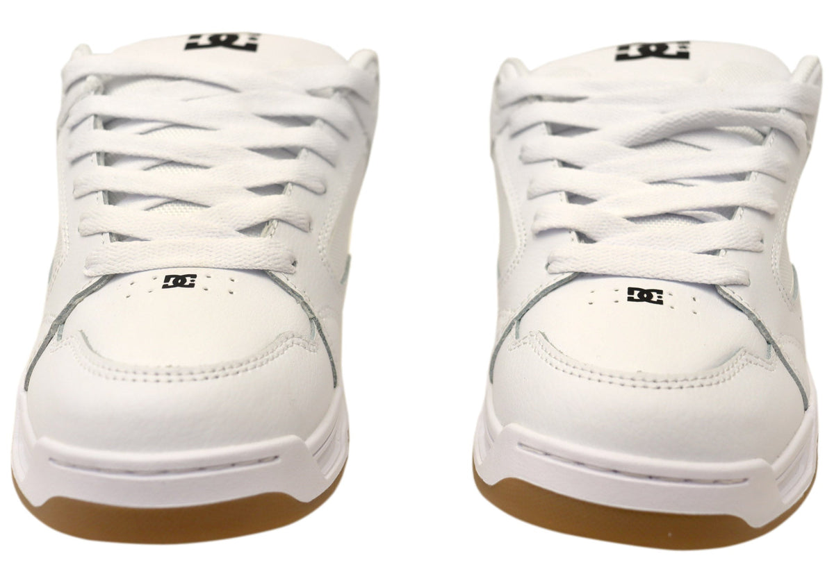 DC Shoes Mens DC Coiler Comfortable Leather Shoes White Black Gum