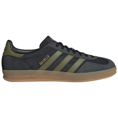 Adidas Mens Black Gazelle Indoor 'Core Black Olive' Sneakers, JQ8399