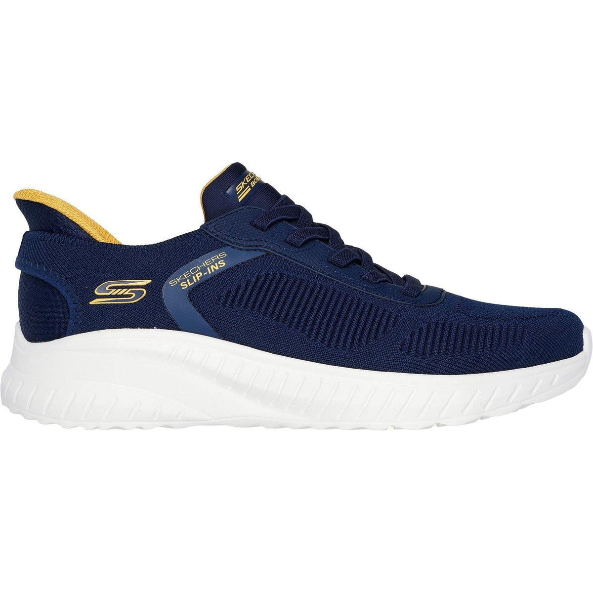 Men's Wide Fit Skechers 118312 Slip-ins Bobs Sport Squad Chaos Solid Step Trainers