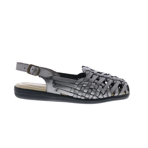 Softspots Tobago 953593 Womens Gray Leather Slingback Flats Shoes