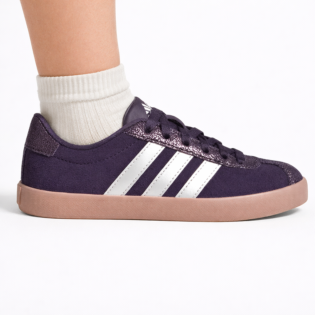 Adidas Kids' Purple VL Court Sneakers, JS3485