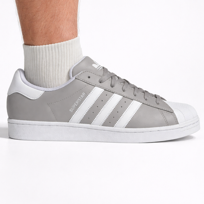 Adidas Originals Men's Solid Grey/White Superstar Sneakers, IH2698 (No Box)