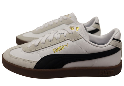Puma Club II Era Mens Leather Lace Up Casual Shoes White Black