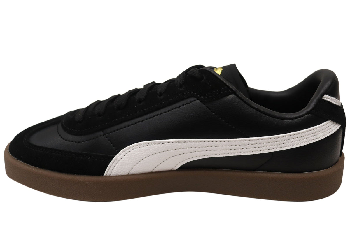Puma Club II Era Mens Leather Lace Up Casual Shoes Black White