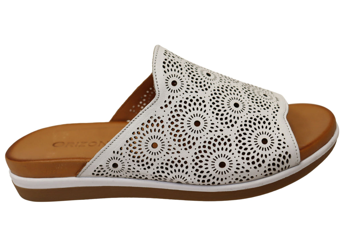 Orizonte Shelly Womens Comfortable European Leather Slides Sandals