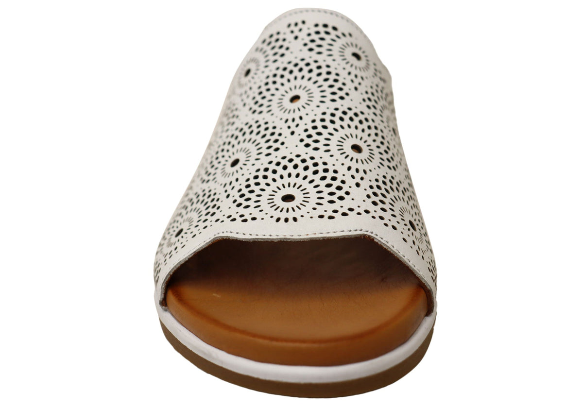 Orizonte Shelly Womens Comfortable European Leather Slides Sandals