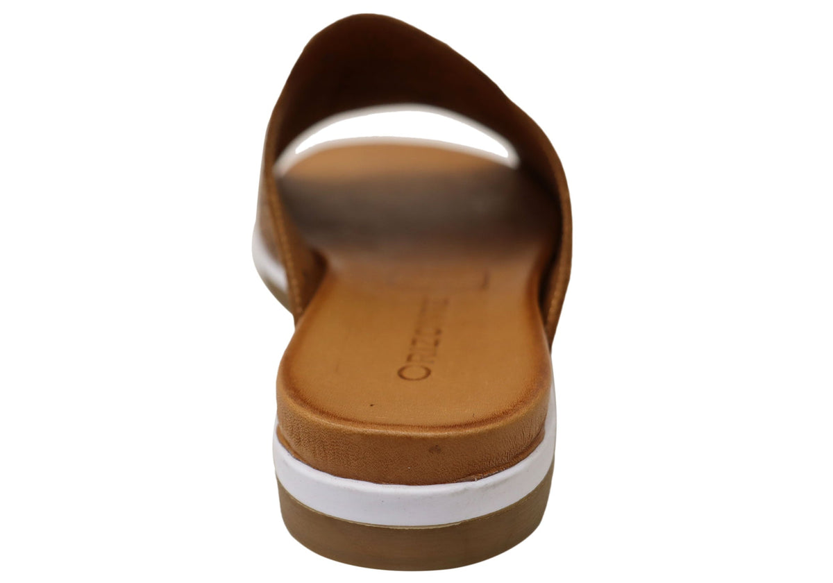 Orizonte Shelly Womens Comfortable European Leather Slides Sandals
