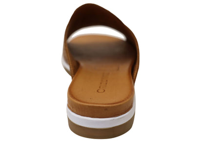 Orizonte Shelly Womens Comfortable European Leather Slides Sandals
