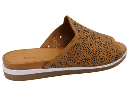 Orizonte Shelly Womens Comfortable European Leather Slides Sandals