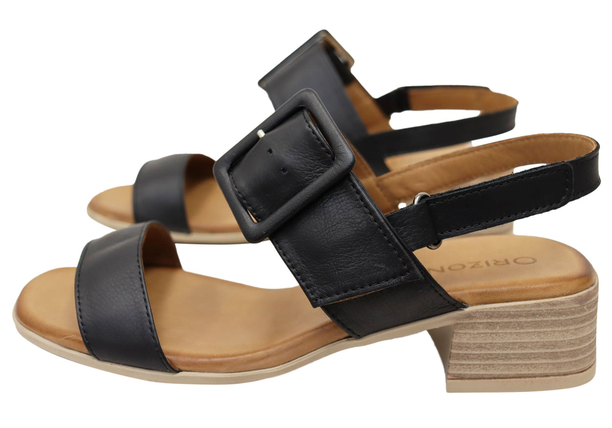Orizonte Koda Womens Comfortable European Leather Low Heel Sandals