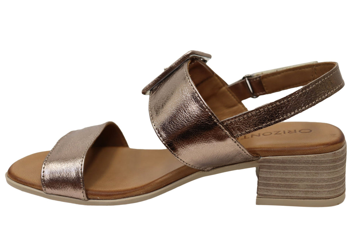Orizonte Koda Womens Comfortable European Leather Low Heel Sandals