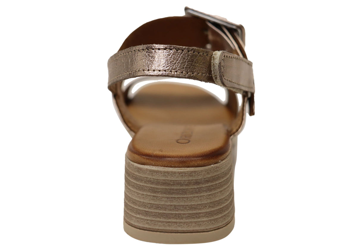 Orizonte Koda Womens Comfortable European Leather Low Heel Sandals