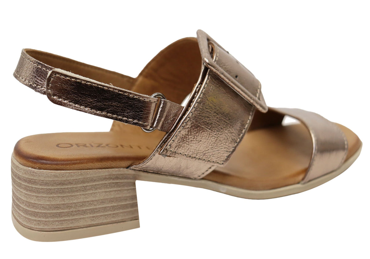 Orizonte Koda Womens Comfortable European Leather Low Heel Sandals