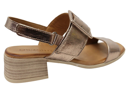 Orizonte Koda Womens Comfortable European Leather Low Heel Sandals