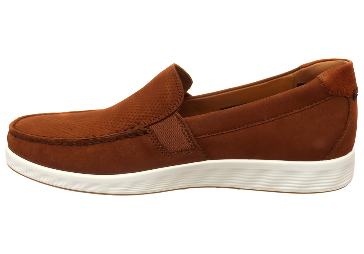ECCO S Lite Moc Mens Nubuck Leather Moccasin Loafers