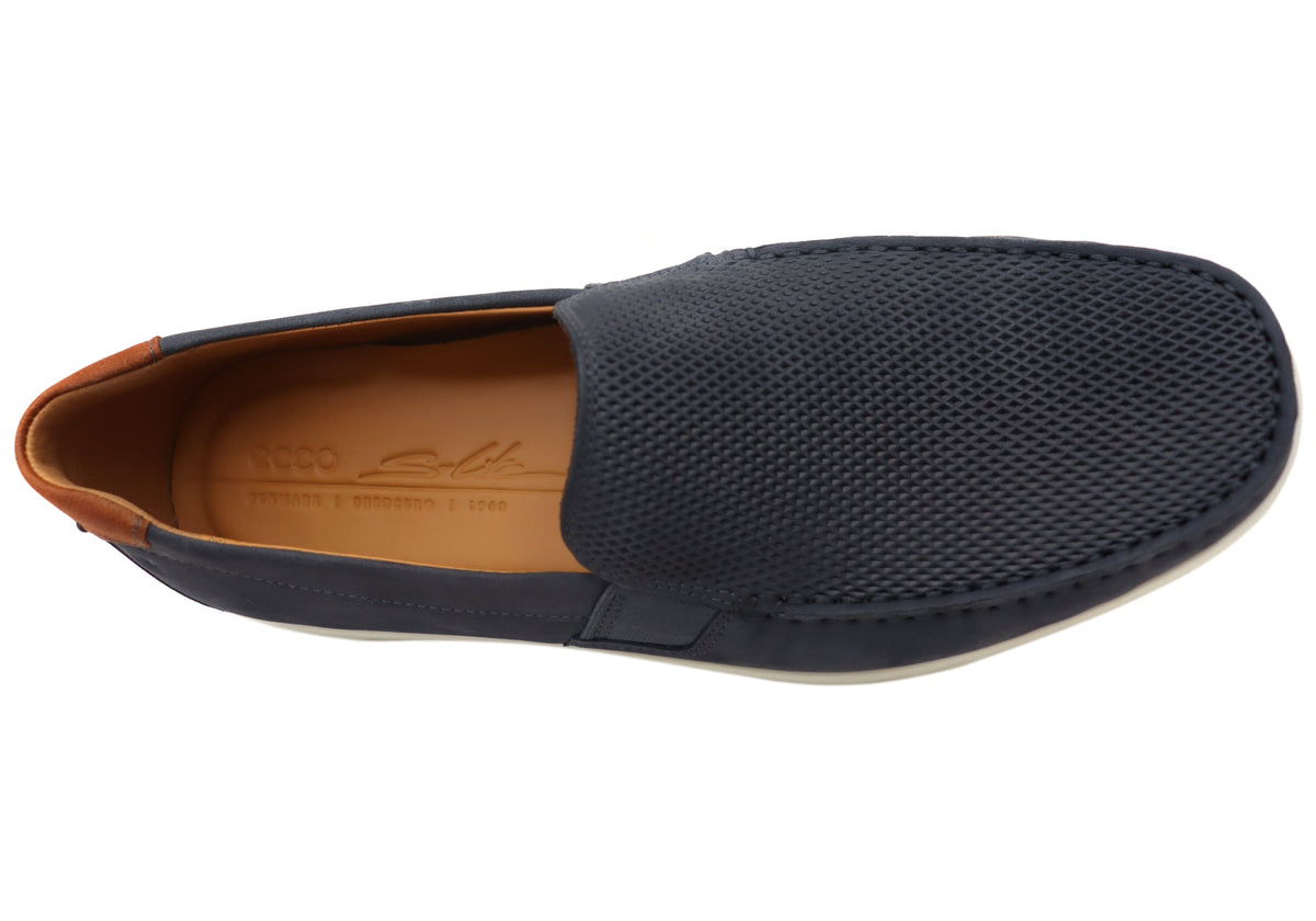 ECCO S Lite Moc Mens Nubuck Leather Moccasin Loafers