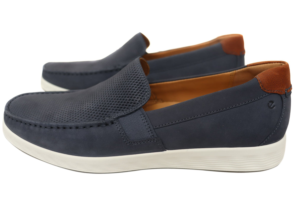 ECCO S Lite Moc Mens Nubuck Leather Moccasin Loafers