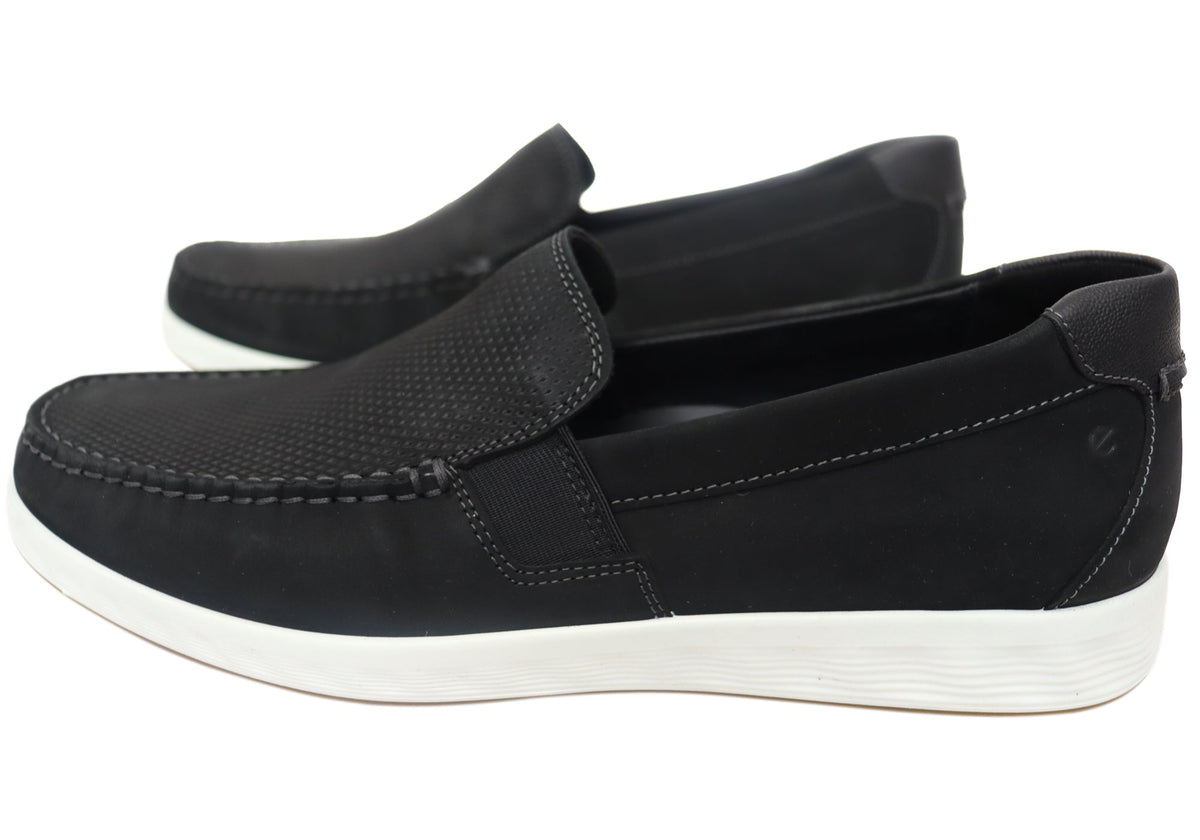 ECCO S Lite Moc Mens Nubuck Leather Moccasin Loafers