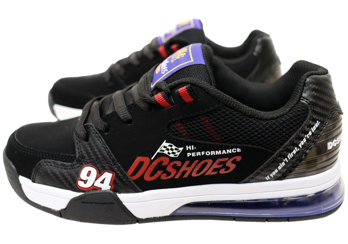 DC Shoes Mens Comfortable Leather Versatile Shoes Black Black Red