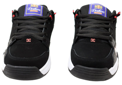 DC Shoes Mens Comfortable Leather Versatile Shoes Black Black Red
