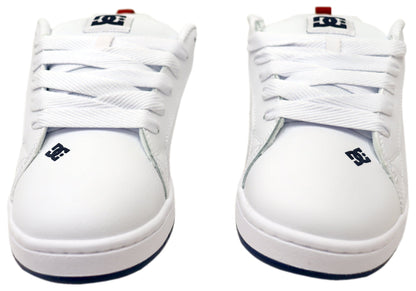 DC Shoes Mens Comfortable Leather Court Graffik Shoes White Navy Red