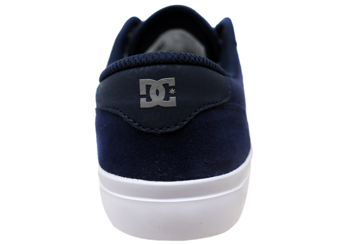 DC Shoes Mens Comfortable Teknic Leather Lace Up Shoes Navy Blue