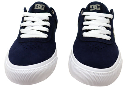DC Shoes Mens Comfortable Teknic Leather Lace Up Shoes Navy Blue