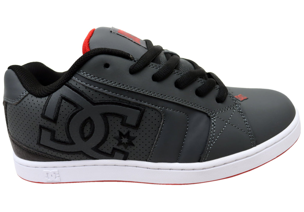 DC Shoes Mens Comfortable Leather Net Shoes Grey Black Red