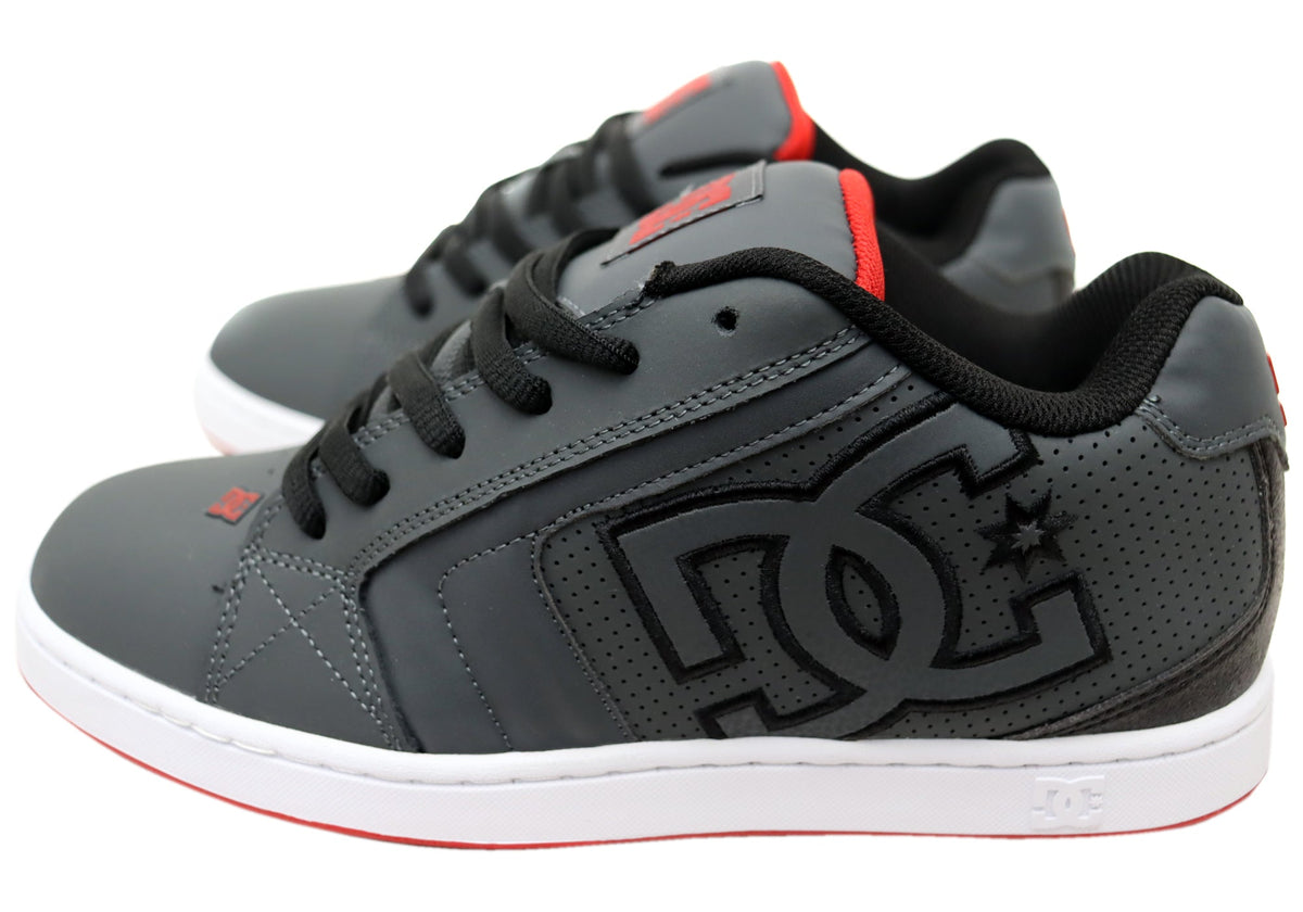 DC Shoes Mens Comfortable Leather Net Shoes Grey Black Red