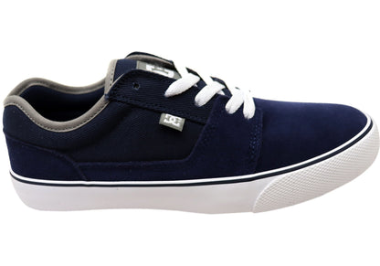 DC Shoes Mens Comfortable Tonik Leather Lace Up Shoes Navy White