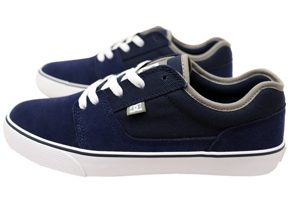 DC Shoes Mens Comfortable Tonik Leather Lace Up Shoes Navy White