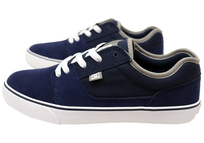DC Shoes Mens Comfortable Tonik Leather Lace Up Shoes Navy White