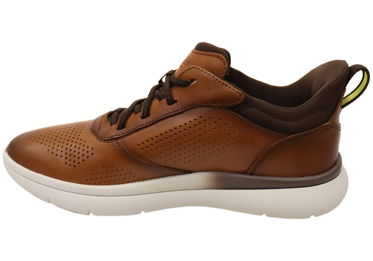 Florsheim Mens Leather EE Extra Wide Fleet Perf Toe Sneakers