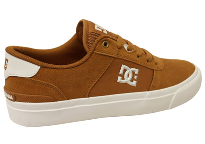 DC Shoes Mens Comfortable Teknic S Leather Lace Up Shoes Tan