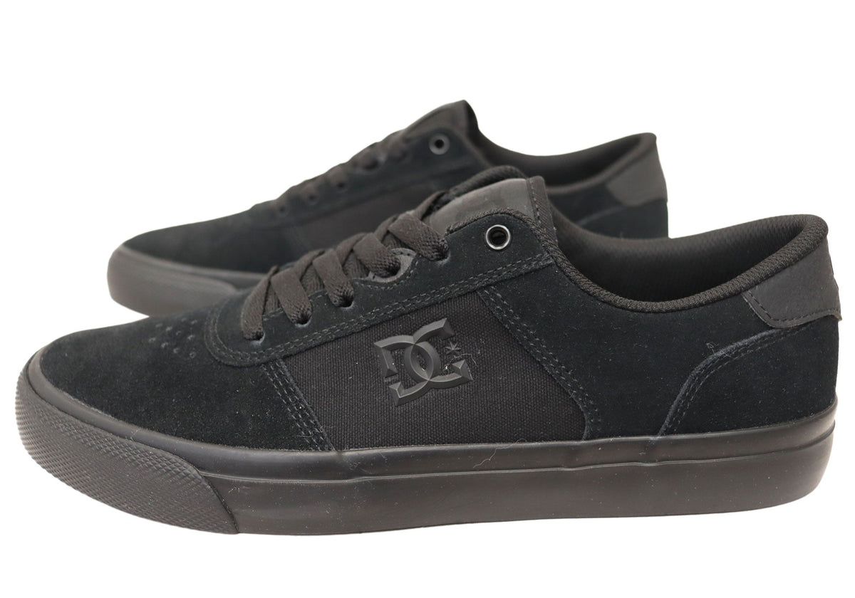 DC Shoes Mens Comfort Teknic Leather Lace Up Shoes Black Black Black