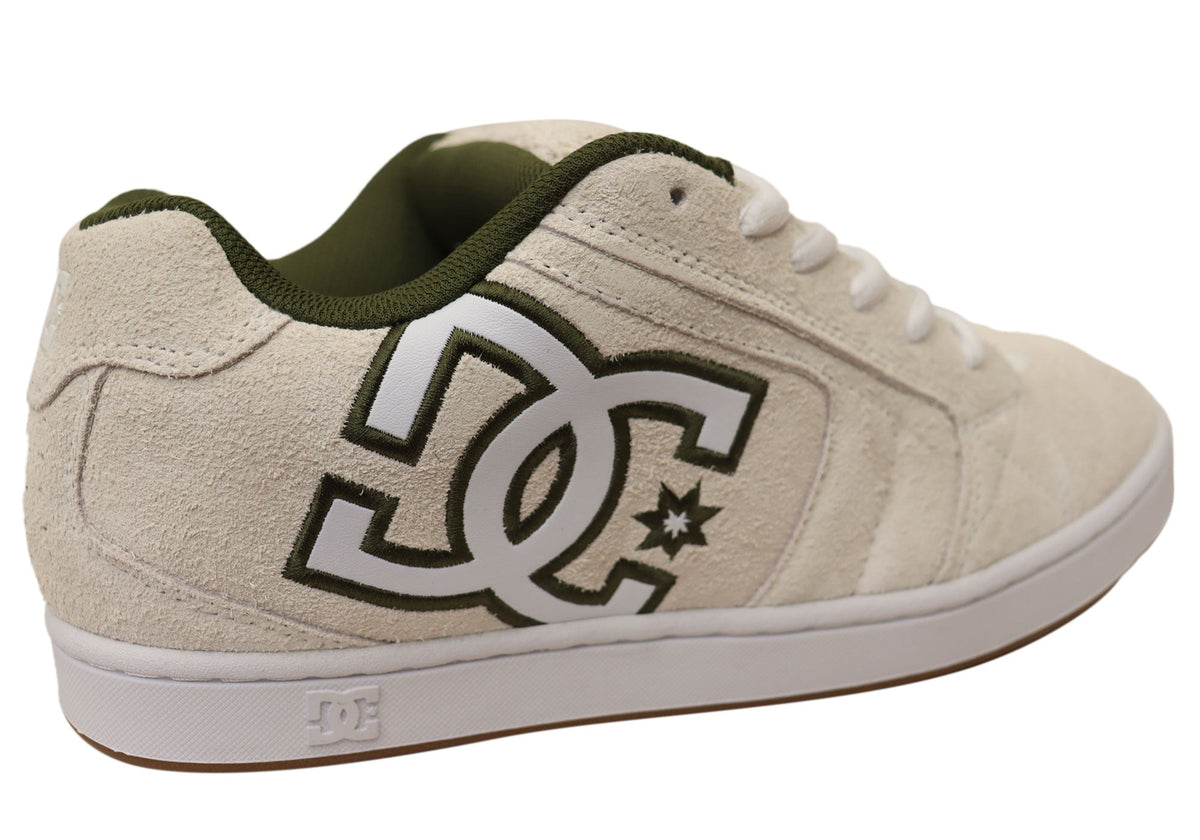 DC Shoes Mens Comfortable Leather Net SE Shoes Off White Green