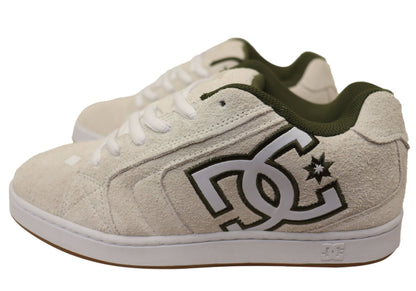 DC Shoes Mens Comfortable Leather Net SE Shoes Off White Green