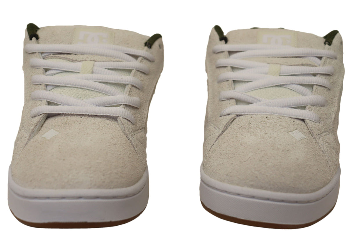 DC Shoes Mens Comfortable Leather Net SE Shoes Off White Green