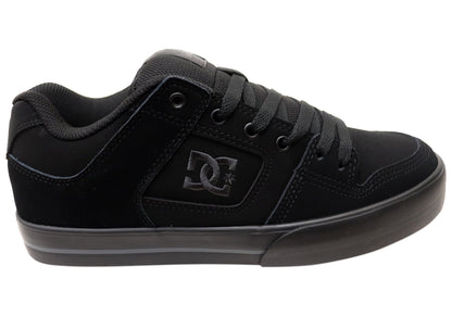 DC Shoes Mens Comfortable Leather Pure Lace Up Shoes Black Black Black