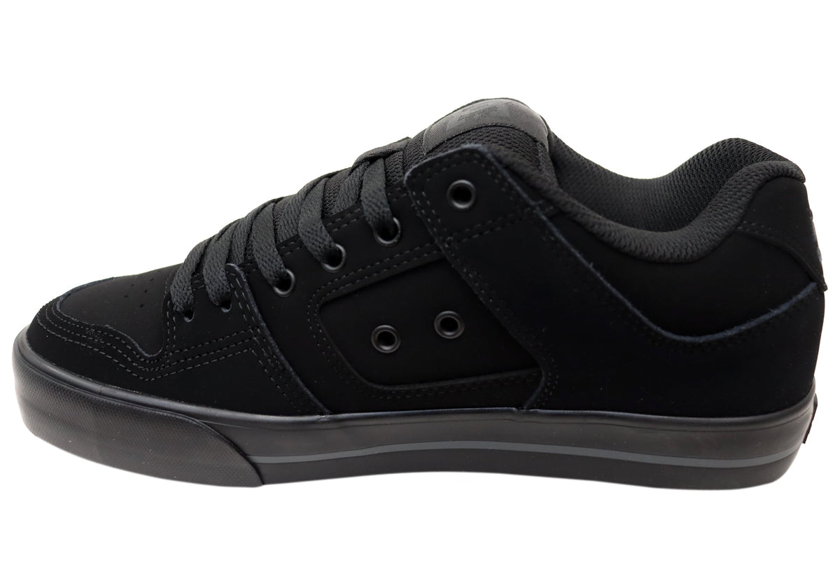 DC Shoes Mens Comfortable Leather Pure Lace Up Shoes Black Black Black