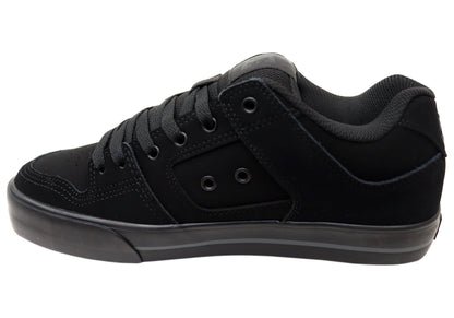 DC Shoes Mens Comfortable Leather Pure Lace Up Shoes Black Black Black