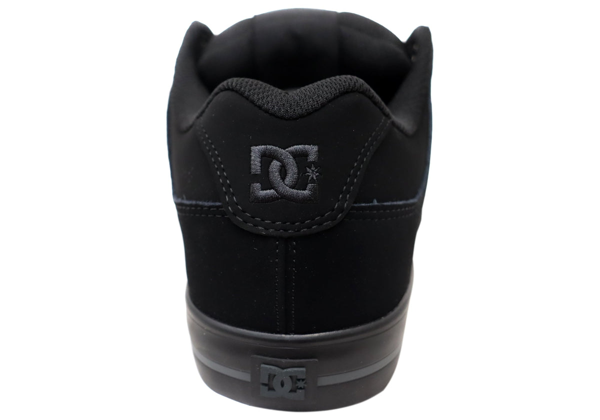 DC Shoes Mens Comfortable Leather Pure Lace Up Shoes Black Black Black