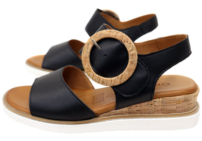 Orizonte Harmonyfeel Womens Comfortable European Leather Wedge Sandals