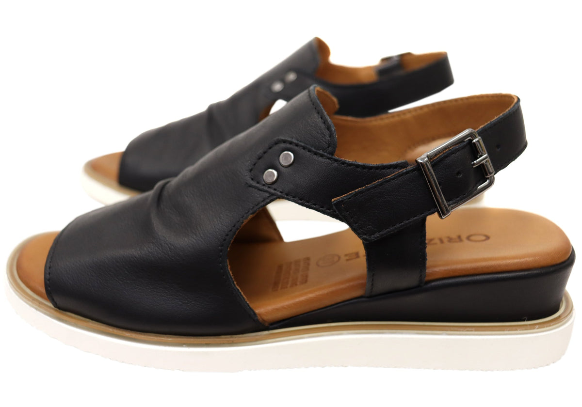 Orizonte Allureease Womens Comfortable European Leather Wedge Sandals