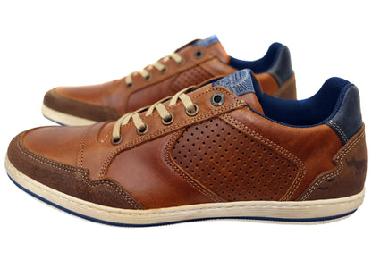 Wild Rhino Crest Mens Comfortable Leather Lace Up Casual Shoes