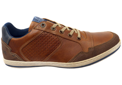 Wild Rhino Crest Mens Comfortable Leather Lace Up Casual Shoes