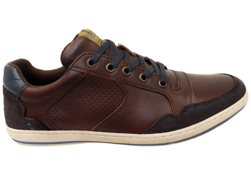 Wild Rhino Crest Mens Comfortable Leather Lace Up Casual Shoes