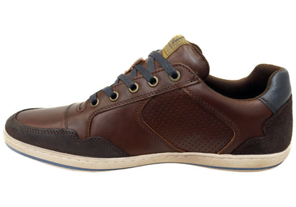 Wild Rhino Crest Mens Comfortable Leather Lace Up Casual Shoes